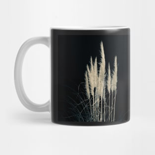 Pampas flowers and leaves isolated on black. Mug